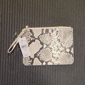 Ann Taylor Gray Embossed Snake Print Wristlet